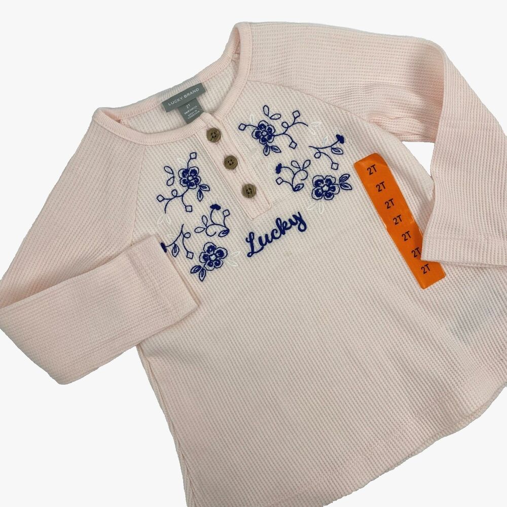NEW Lucky Brand Girls Top Size 2T Embroidered Pink Floral long sleeve